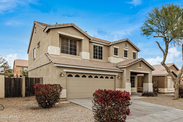 front of property with a garage