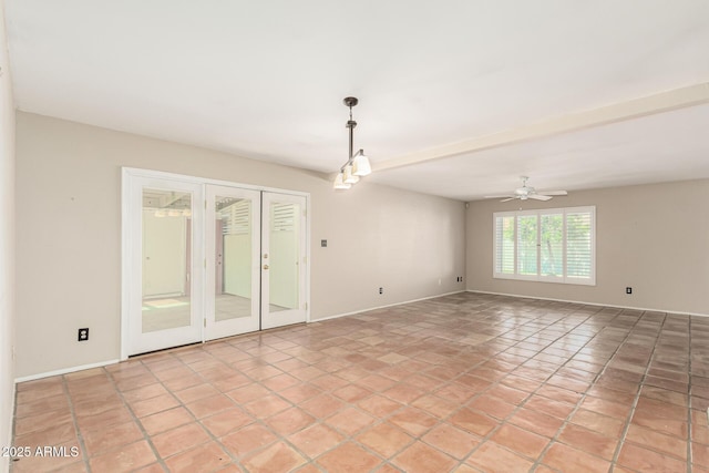 6025 N 10th Pl, Phoenix, AZ 85014 - spare room with french doors and a ceiling fan