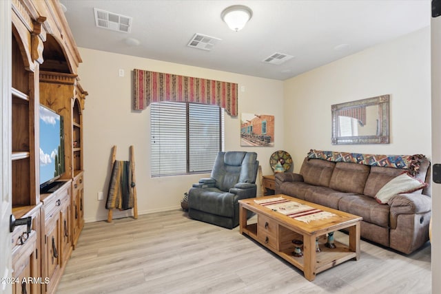 living room with light wood-type flooring