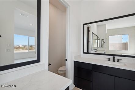 bathroom with toilet and vanity