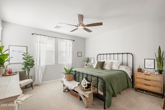3505 W Verde River Rd, San Tan Valley, AZ 85144 - bedroom with light carpet, visible vents, and ceiling fan
