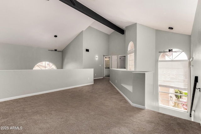 3832 N Gallatin, Mesa, AZ 85215 - interior space featuring high vaulted ceiling, beamed ceiling, and baseboards