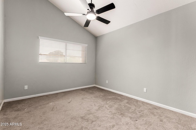 3832 N Gallatin, Mesa, AZ 85215 - empty room with carpet floors, baseboards, lofted ceiling, and ceiling fan