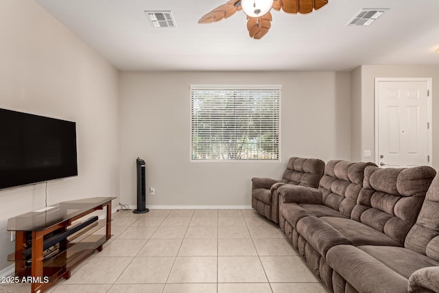 125 N Sunvalley Blvd Unit 119, Mesa, AZ 85207 - living area with ceiling fan and light tile patterned floors