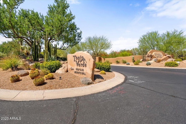 view of community sign