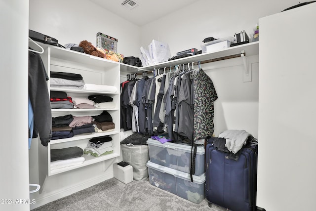 walk in closet featuring carpet