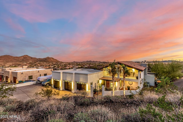 36723 N 33rd Ave, Phoenix, AZ 85086 - back of property with a balcony, a chimney, stucco siding, and a mountain view