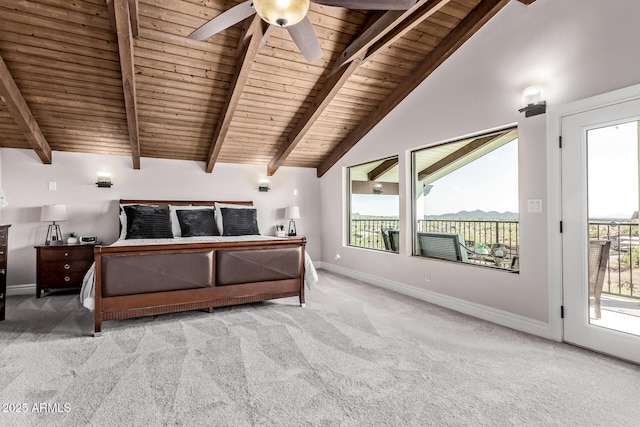 36723 N 33rd Ave, Phoenix, AZ 85086 - bedroom featuring carpet, baseboards, access to exterior, multiple windows, and vaulted ceiling with beams