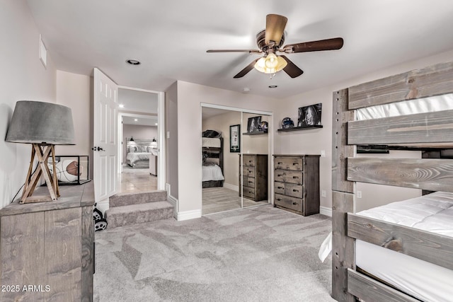 36723 N 33rd Ave, Phoenix, AZ 85086 - bedroom featuring recessed lighting, carpet, baseboards, a ceiling fan, and a closet