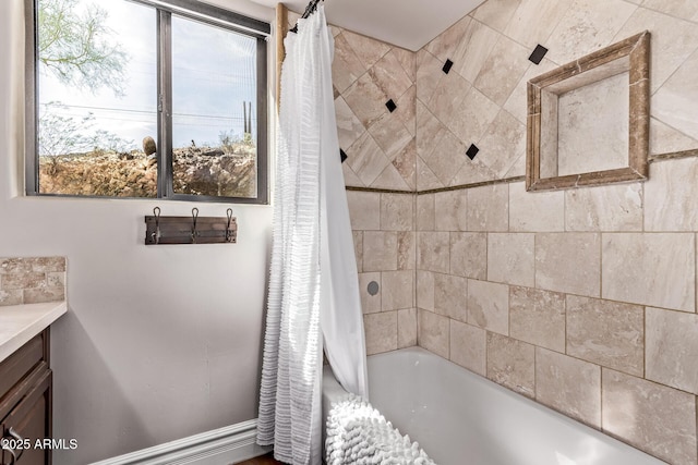 36723 N 33rd Ave, Phoenix, AZ 85086 - bathroom with shower / bath combo, baseboards, and vanity