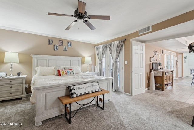 5154 N 83rd St, Scottsdale, AZ 85250 - carpeted bedroom featuring crown molding, multiple windows, ceiling fan, and baseboards