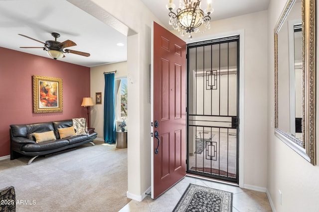 31156 N 137th Ln, Peoria, AZ 85383 - foyer entrance featuring a chandelier, baseboards, ceiling fan, and recessed lighting