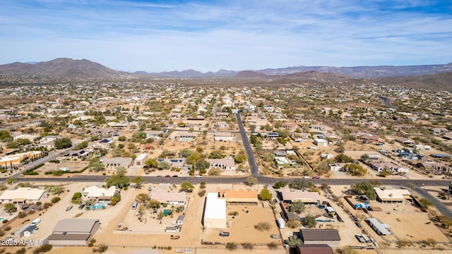 bird's eye view featuring a residential view and a mountain view