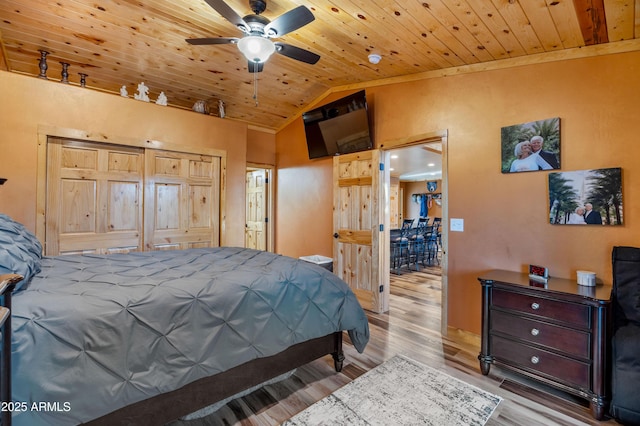 3334 Sawmill Ridge Loop, Heber, AZ 85928 - bedroom with lofted ceiling, wooden ceiling, and wood finished floors