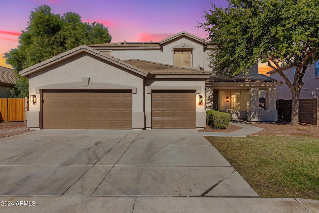 view of property with a garage