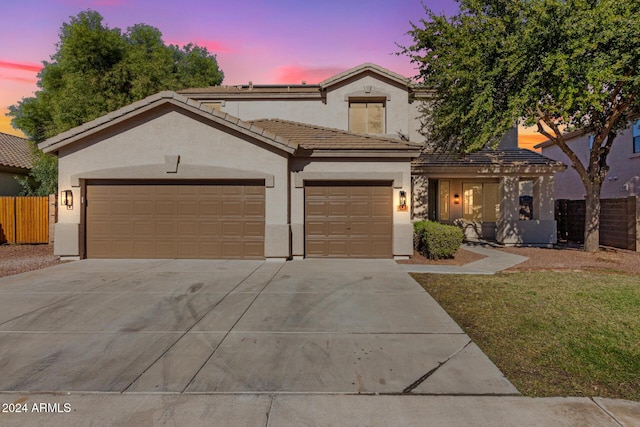 view of property with a garage