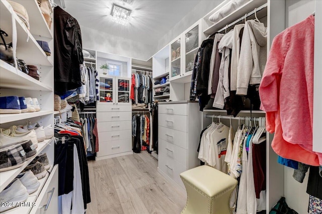 walk in closet featuring light wood-type flooring