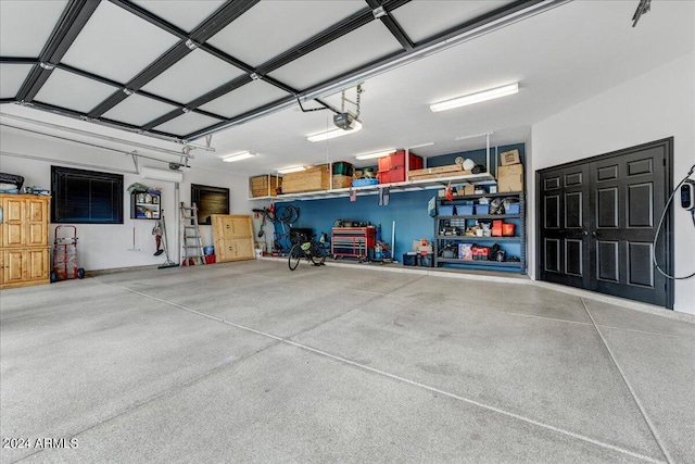 garage with a garage door opener