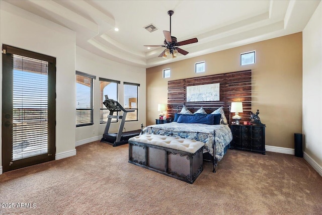 28025 N 156th Pl, Scottsdale, AZ 85262 - bedroom featuring a raised ceiling, carpet flooring, baseboards, and recessed lighting