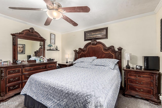 2110 W Morrow Dr, Phoenix, AZ 85027 - bedroom featuring carpet floors, crown molding, and ceiling fan