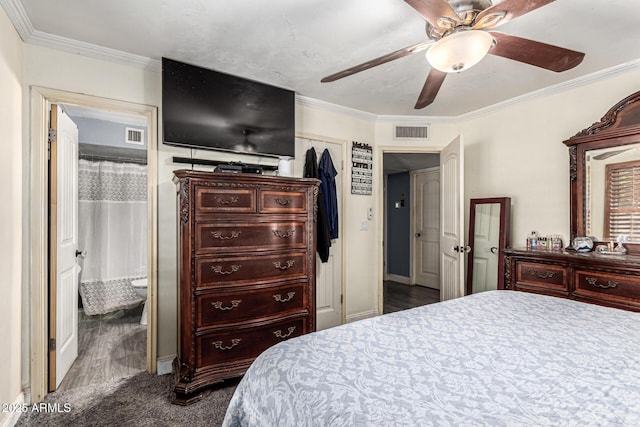 2110 W Morrow Dr, Phoenix, AZ 85027 - bedroom with crown molding, baseboards, and ceiling fan