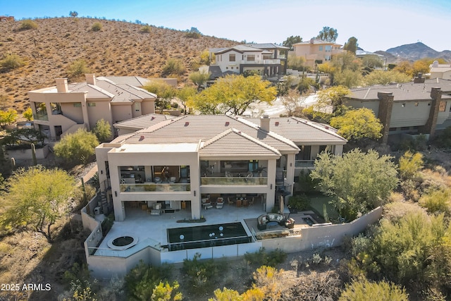 drone / aerial view with a mountain view