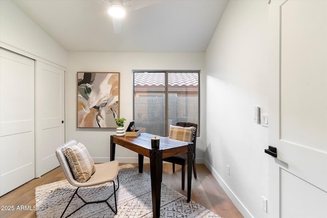 office space with hardwood / wood-style flooring