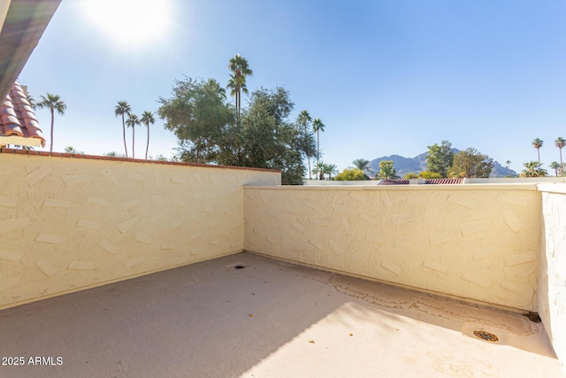 view of patio with a mountain view