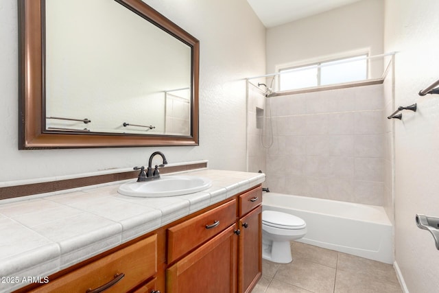 18359 W Sweet Acacia Dr, Goodyear, AZ 85338 - full bath featuring toilet, vanity, tile patterned flooring, and shower / bath combination