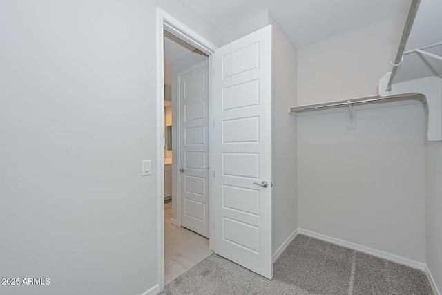 spacious closet with light carpet