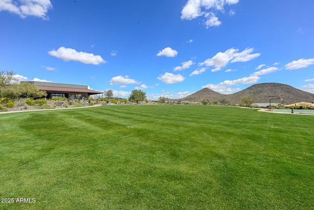 view of yard featuring a mountain view