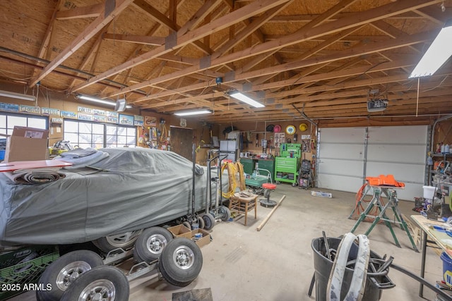 garage with a garage door opener