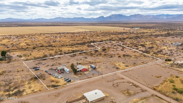 birds eye view of property featuring a mountain view