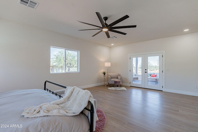 3939 S Veronica Ln, Gold Canyon, AZ 85118 - bedroom featuring access to outside, visible vents, french doors, and wood finished floors