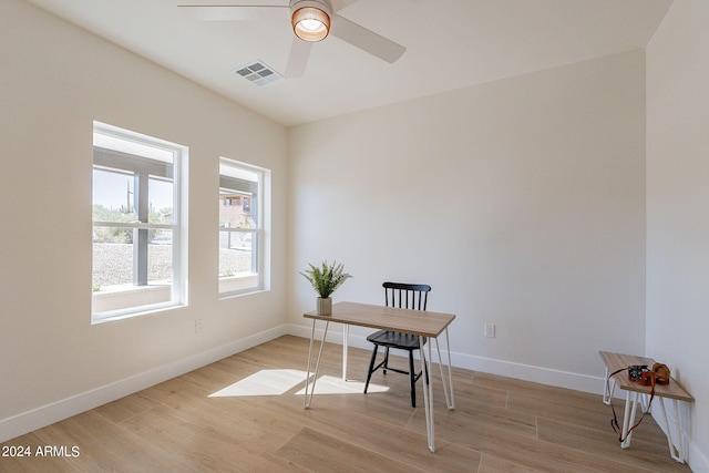 3939 S Veronica Ln, Gold Canyon, AZ 85118 - office space with light wood-type flooring, baseboards, ceiling fan, and visible vents