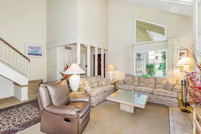 7115 E Buena Terra Way, Paradise Valley, AZ 85253 - living room with a high ceiling and stairs