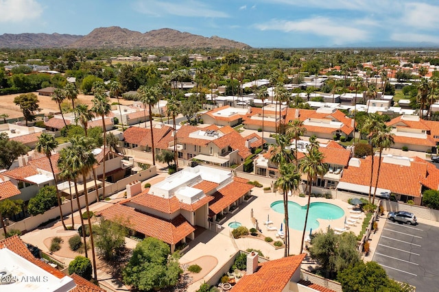 7115 E Buena Terra Way, Paradise Valley, AZ 85253 - aerial view of residential area with a pool and a mountainous background