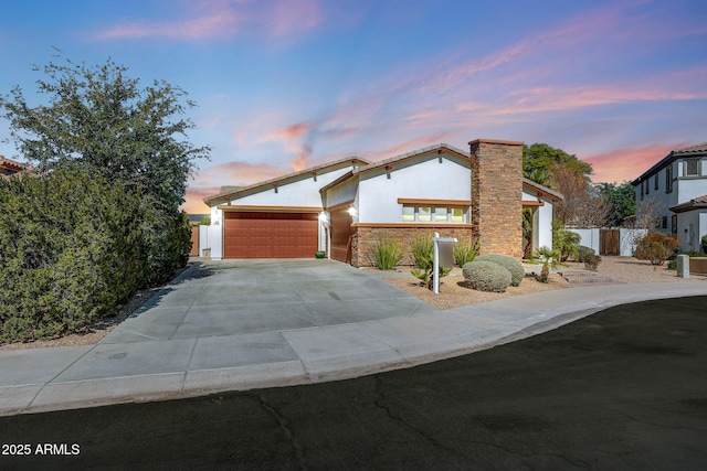 view of front of house with a garage