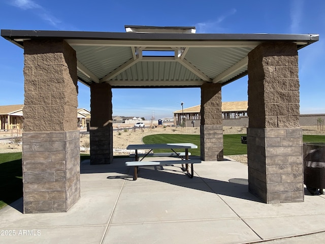 view of community featuring a gazebo and a patio area