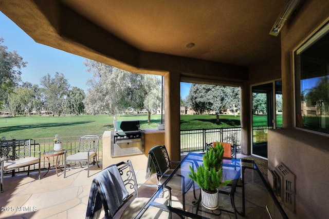 view of patio / terrace with exterior kitchen