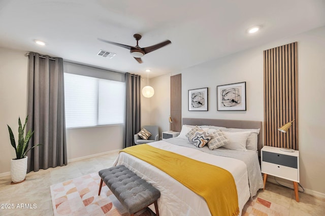 19908 W Montecito Ave, Litchfield Park, AZ 85340 - tiled bedroom featuring ceiling fan and recessed lighting