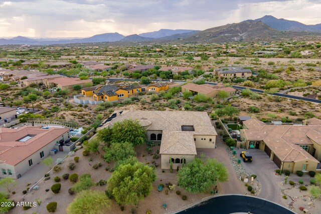 drone / aerial view with a mountain view