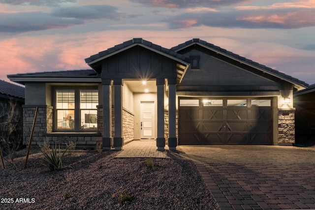 view of front of house with a garage