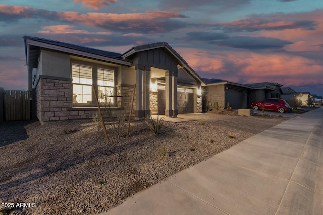 view of front of home featuring a garage