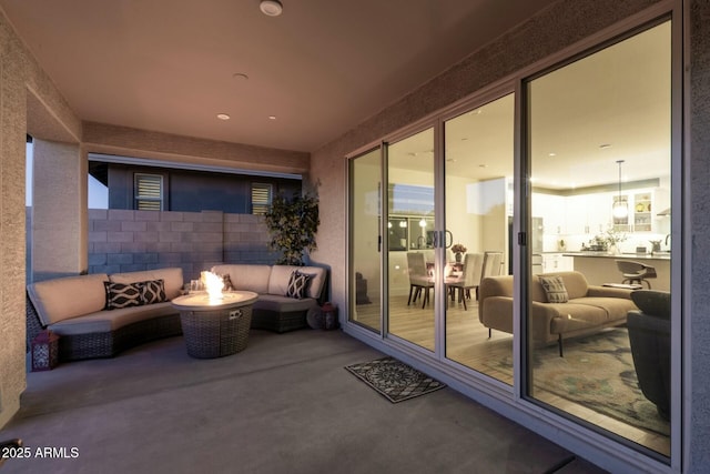 exterior space featuring a fire pit