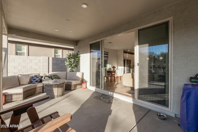 view of patio with outdoor lounge area