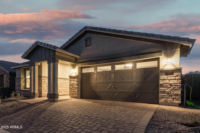 view of front of home with a garage