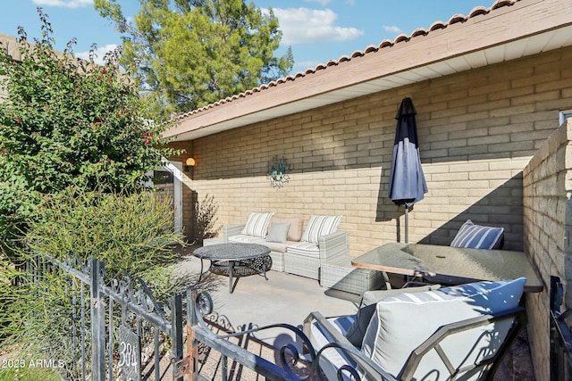 view of patio / terrace with an outdoor living space