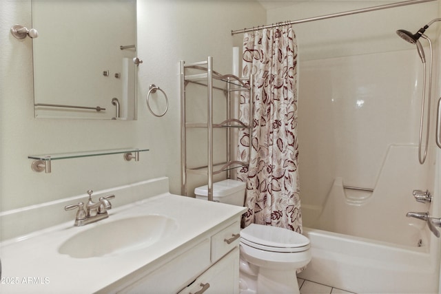 3345 E University Dr Unit 2, Mesa, AZ 85213 - bathroom with shower / tub combo with curtain, vanity, and tile patterned flooring