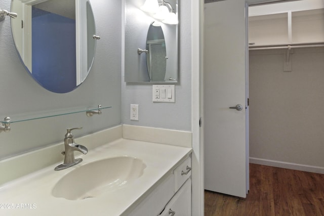 3345 E University Dr Unit 2, Mesa, AZ 85213 - bathroom featuring vanity, wood finished floors, and a walk in closet